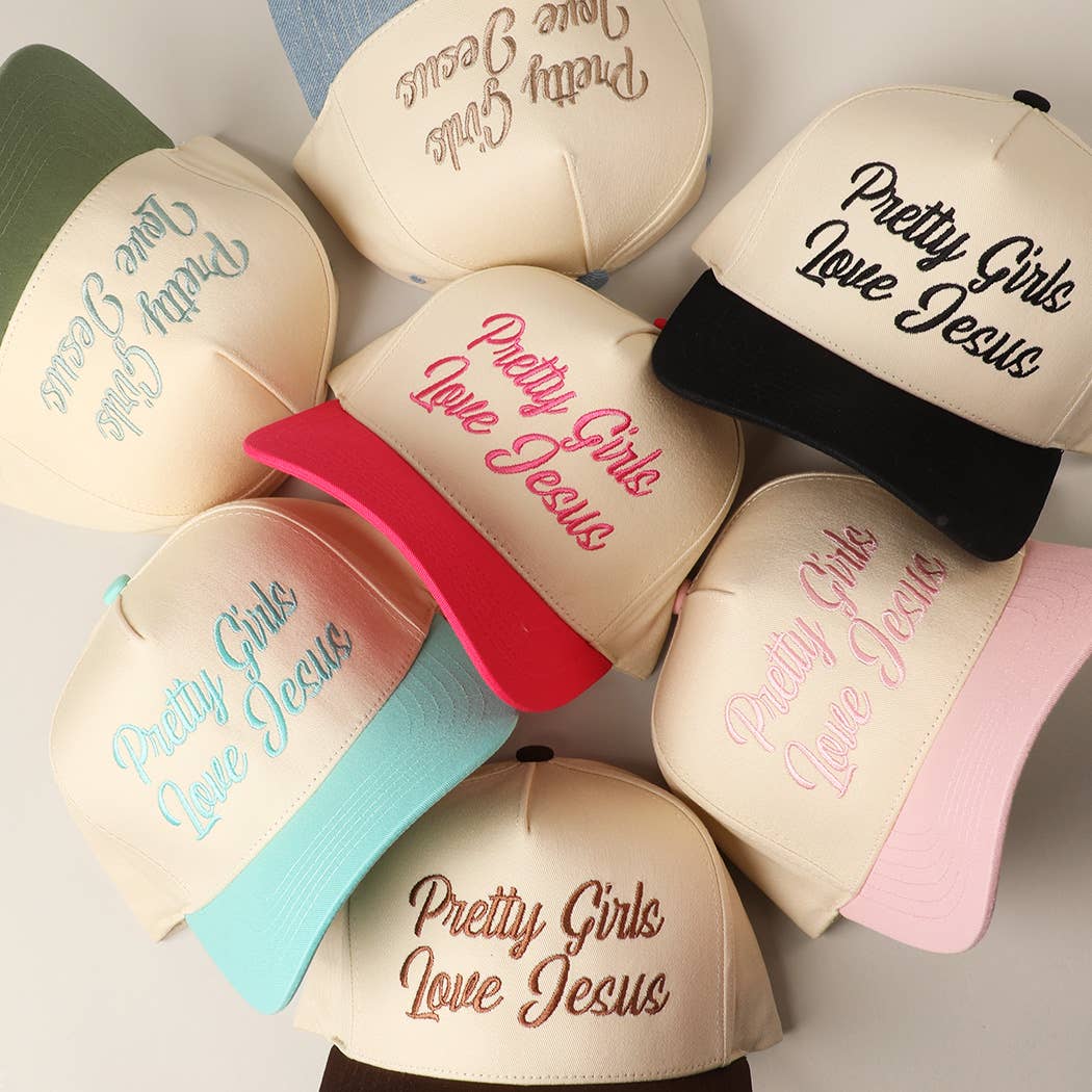 Pretty Girls Love Jesus Embroidery Trucker Hat