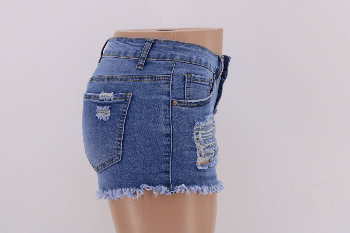 New Slim Washed Women's Denim Hole Shorts
