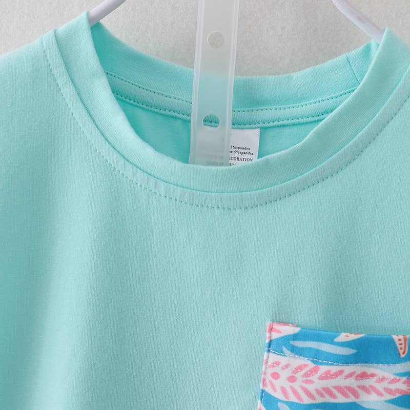 Summer Boys Blue Coral Starfish Short Sleeve Top Shorts Set