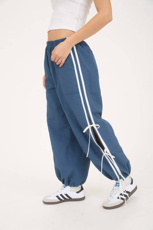 SIDE STRIPE TIE STRAP TRACK JOGGERS