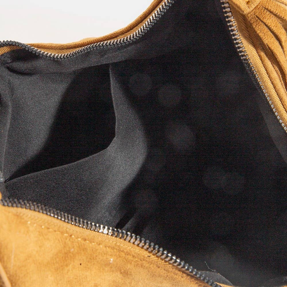 Half Moon Fringe Buckle Strap Hobo Bag