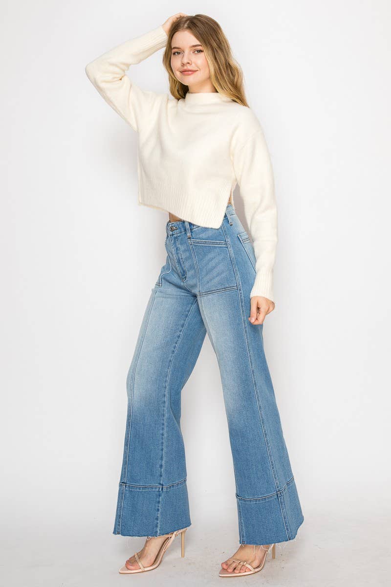 ECO FRIENDLY FABRIC TUMMY CONTROL PALAZZO JEANS
