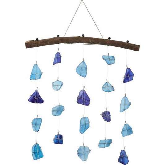 Bluish Sea Glass Wall Hanger 12x12"