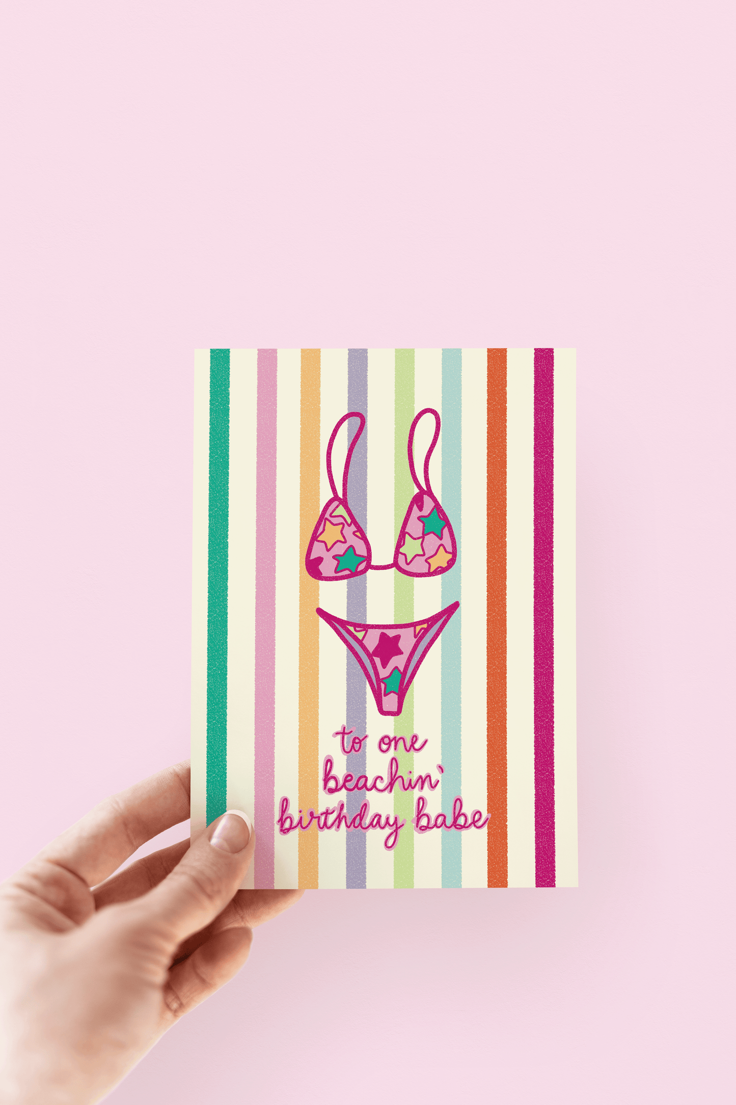 Beachin' Birthday Babe Swimsuit Beach Coastal Greeting Card