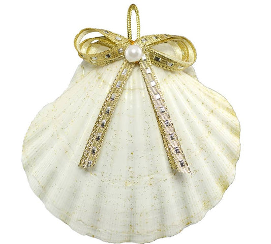 Gold Bow Scallop Ornament 3-4"