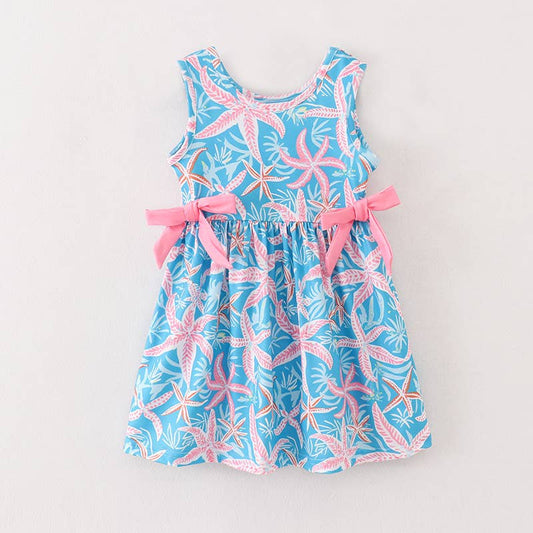 Summer Girls Starfish Sleeveless Milk Silk Dress