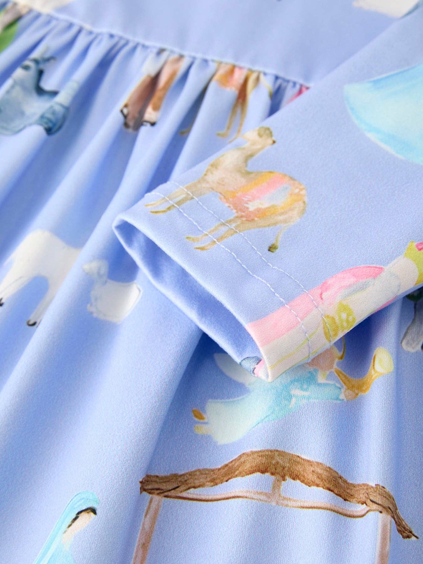 Winter Christmas Nativity Print Girls Long Sleeve Dress