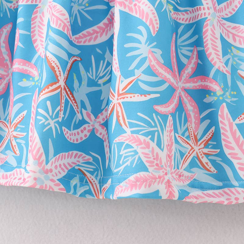 Summer Girls Starfish Sleeveless Milk Silk Dress