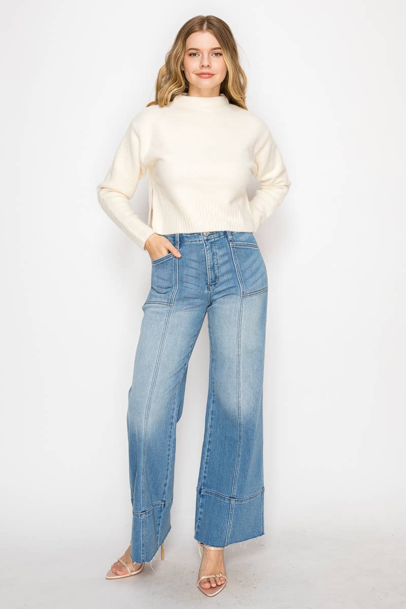 ECO FRIENDLY FABRIC TUMMY CONTROL PALAZZO JEANS