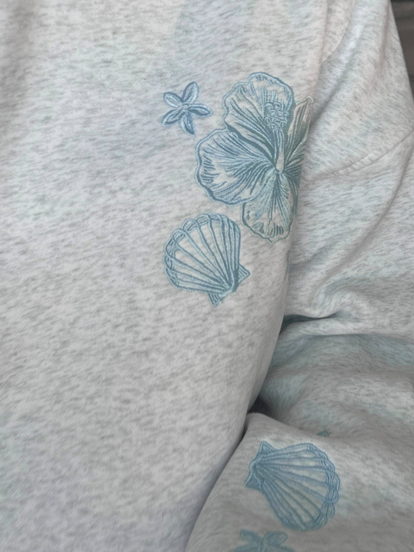 Pearl Grey Tropical Embroider Hoodie