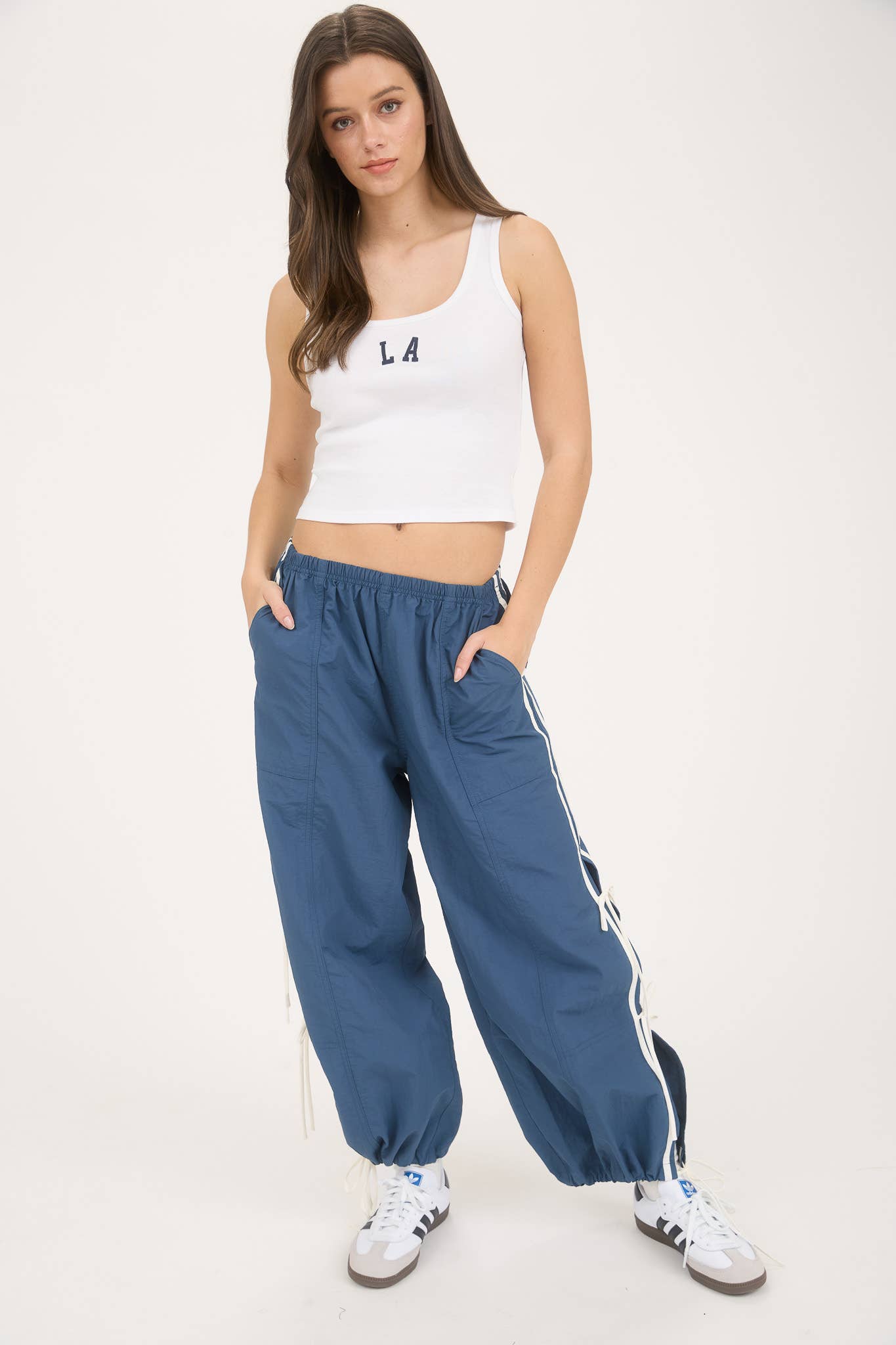 SIDE STRIPE TIE STRAP TRACK JOGGERS