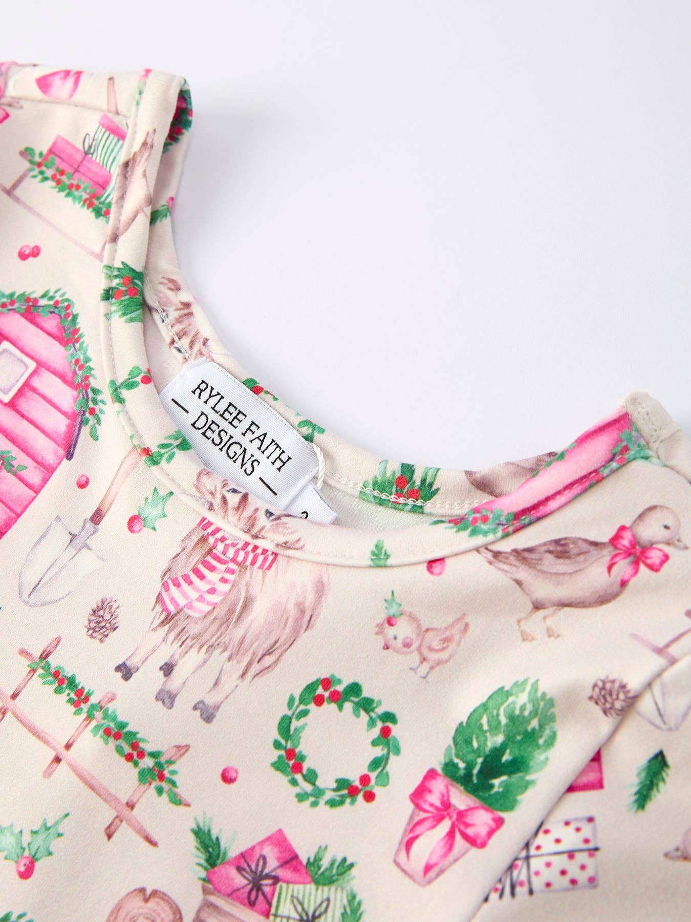 Pink Farmhouse Theme Toddler Girl Dress: Christmas Spirit Outfit