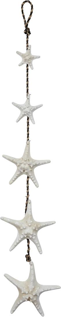 Five White Knobby Starfish Strand 48"