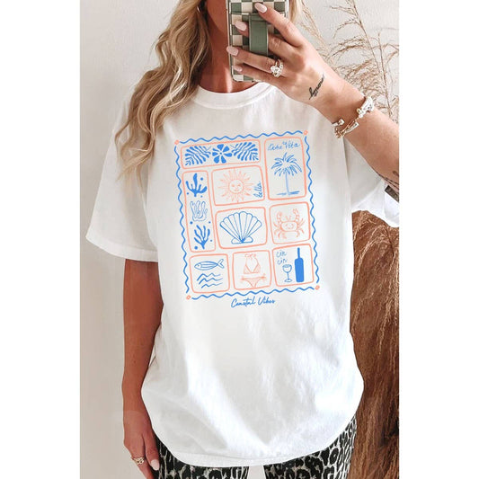COASTAL VIBES  WASHED GRAPHIC TEE