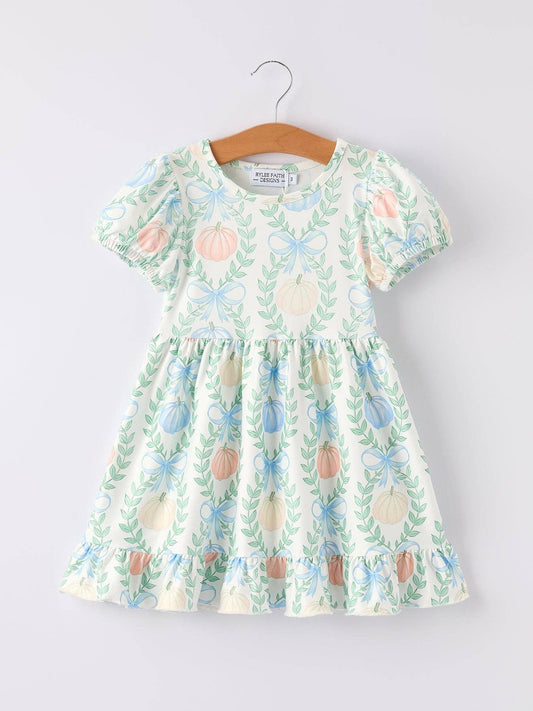 Playful Fall Halloween & Thanksgiving Pumpkin Girls Dress