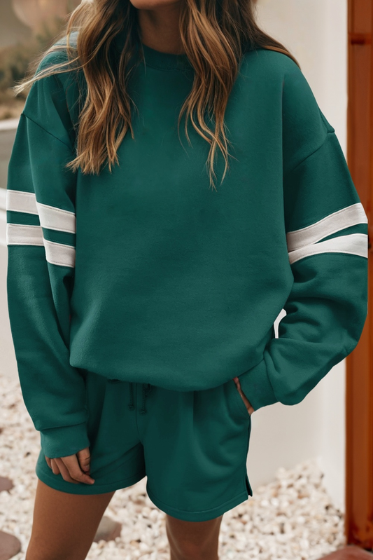 LDC Solid Casual Pocket Shift Long Sleeve Top And Pants Set