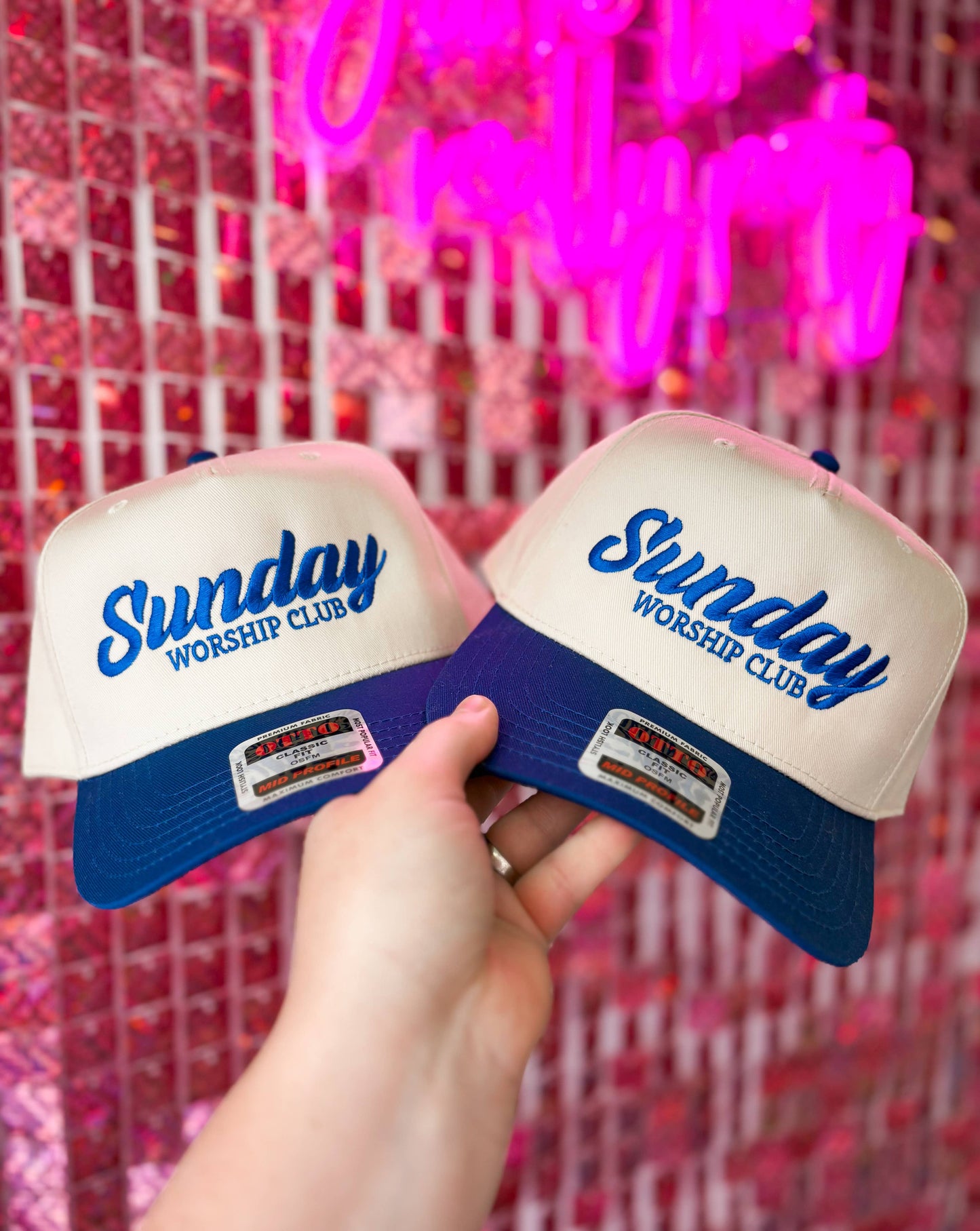 Sunday Worship Embroidered Trucker Hat | Trendy Two Tone Hat