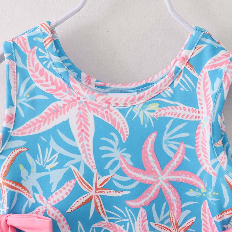 Summer Girls Starfish Sleeveless Milk Silk Dress