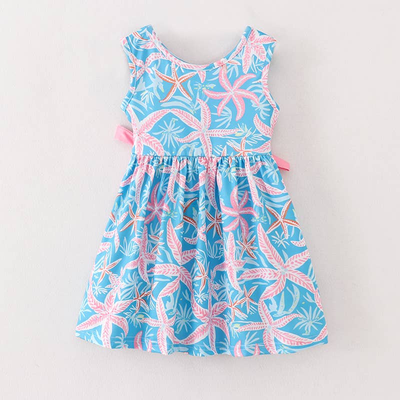 Summer Girls Starfish Sleeveless Milk Silk Dress
