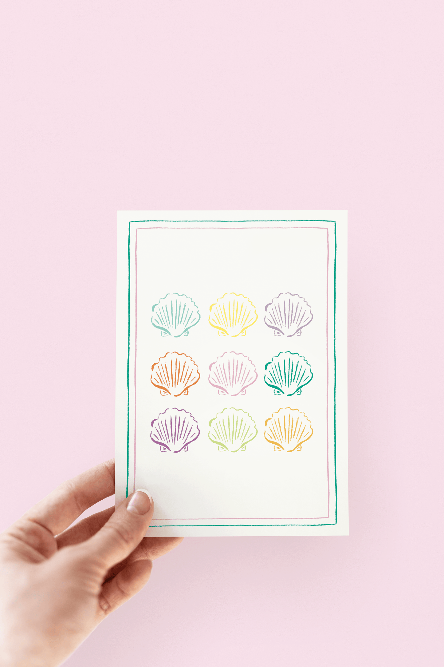 Seashell Square Colorful Beach Coastal Greeting Card