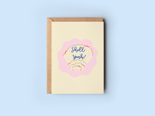 Shell Yeah! Seashell Beach Coastal Congrats Greeting Card